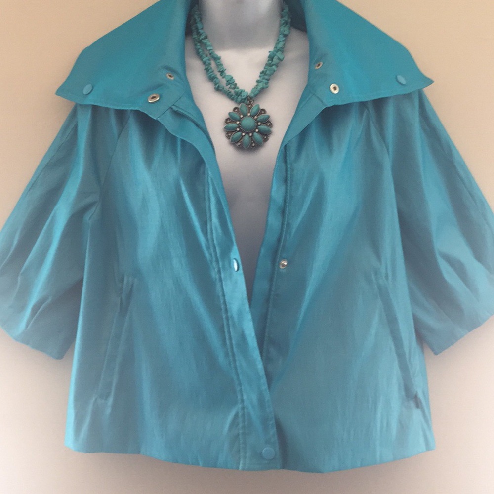 🆕WOT D & Y Teal Blue Crop Jacket Size XL